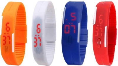 NS18 Silicone Led Magnet Band Watch Combo of 4 Orange, White, Blue And Red Digital Watch  - For Couple   Watches  (NS18)
