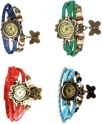 NS18 Vintage Butterfly Rakhi Combo of 4 Blue, Red, Green And Sky Blue Analog Watch  - For Women   Watches  (NS18)