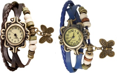 NS18 Vintage Butterfly Rakhi Watch Combo of 2 Brown And Blue Analog Watch  - For Women   Watches  (NS18)
