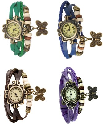 NS18 Vintage Butterfly Rakhi Combo of 4 Green, Brown, Blue And Purple Analog Watch  - For Women   Watches  (NS18)