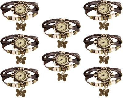 NS18 Vintage Butterfly Rakhi Combo of 8 Brown Analog Watch  - For Women   Watches  (NS18)