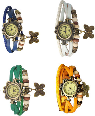 

Kissu Vintage Rakhi Combo of 4 Blue, Green, White And Yellow Watch - For Women