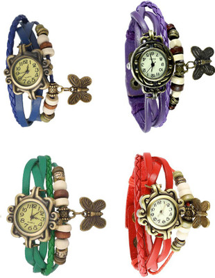 

Kissu Vintage Rakhi Combo of 4 Blue, Green, Purple And Red Watch - For Women
