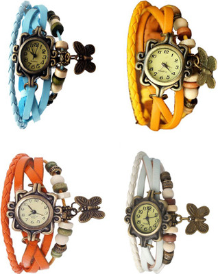

NS18 Vintage Butterfly Rakhi Combo of 4 Sky Blue, Orange, Yellow And White Watch - For Women