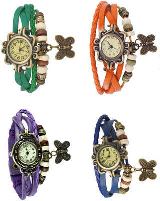 

NS18 Vintage Butterfly Rakhi Combo of 4 Green, Purple, Orange And Blue Watch - For Women