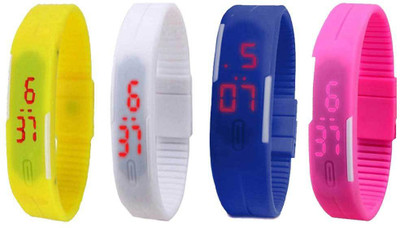 

Kissu Led Magnet Band Combo of 4 Yellow, White, Blue And Pink Watch - For Men & Women