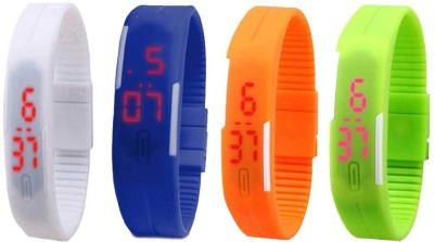 NS18 Silicone Led Magnet Band Combo of 4 White, Blue, Orange And Green Digital Watch  - For Boys & Girls   Watches  (NS18)