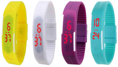 

Kissu Led Magnet Band Combo of 4 Yellow, White, Purple And Sky Blue Watch - For Men & Women