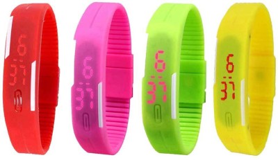 NS18 Silicone Led Magnet Band Combo of 4 Red, Pink, Green And Yellow Digital Watch  - For Boys & Girls   Watches  (NS18)