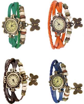

NS18 Vintage Butterfly Rakhi Combo of 4 Green, Brown, Orange And Blue Watch - For Women