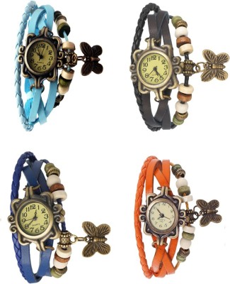 NS18 Vintage Butterfly Rakhi Combo of 4 Sky Blue, Blue, Black And Orange Analog Watch  - For Women   Watches  (NS18)
