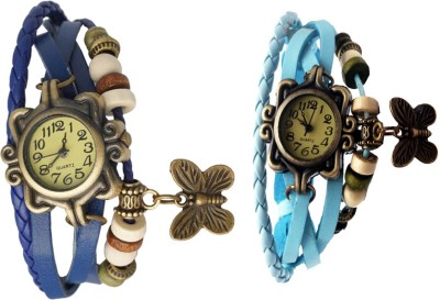 NS18 Vintage Butterfly Rakhi Watch Combo of 2 Blue And Sky Blue Analog Watch  - For Women   Watches  (NS18)