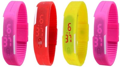 NS18 Silicone Led Magnet Band Watch Combo of 4 Orange, Red, Yellow And Pink Digital Watch  - For Couple   Watches  (NS18)