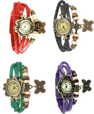 NS18 Vintage Butterfly Rakhi Combo of 4 Red, Green, Black And Purple Analog Watch  - For Women   Watches  (NS18)