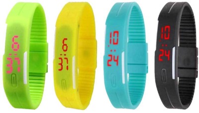 NS18 Silicone Led Magnet Band Combo of 4 Green, Yellow, Sky Blue And Black Digital Watch  - For Boys & Girls   Watches  (NS18)