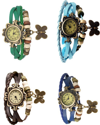 

Kissu Vintage Rakhi Combo of 4 Green, Brown, Sky Blue And Blue Watch - For Women