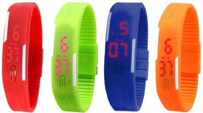 NS18 Silicone Led Magnet Band Combo of 4 Red, Green, Blue And Orange Digital Watch  - For Boys & Girls   Watches  (NS18)