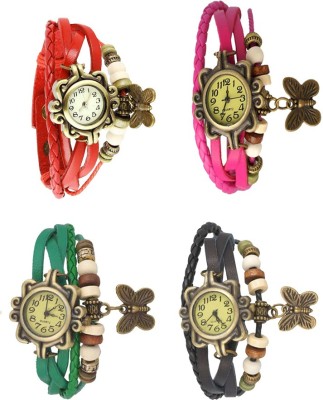 NS18 Vintage Butterfly Rakhi Combo of 4 Red, Green, Pink And Black Analog Watch  - For Women   Watches  (NS18)