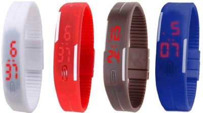 NS18 Silicone Led Magnet Band Combo of 4 White, Red, Brown And Blue Digital Watch  - For Boys & Girls   Watches  (NS18)