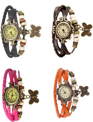 NS18 Vintage Butterfly Rakhi Combo of 4 Black, Pink, Brown And Orange Watch  - For Women   Watches  (NS18)