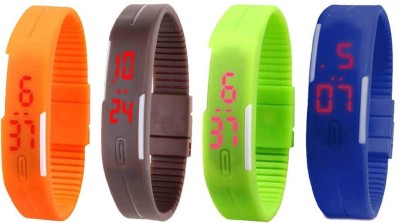 NS18 Silicone Led Magnet Band Combo of 4 Orange, Brown, Green And Blue Digital Watch  - For Boys & Girls   Watches  (NS18)
