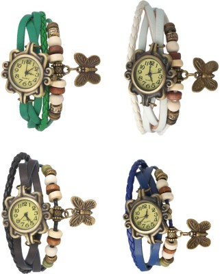 NS18 Vintage Butterfly Rakhi Combo of 4 Green, Black, White And Blue Analog Watch  - For Women   Watches  (NS18)