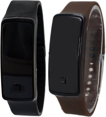 Haunt Unisex Silicone Jelly Slim Black & Brown LED Digital Watch  - For Boys & Girls   Watches  (Haunt)