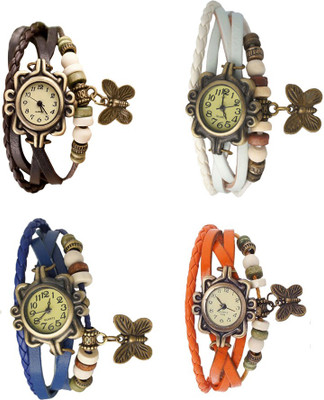

NS18 Vintage Butterfly Rakhi Combo of 4 Brown, Blue, White And Orange Watch - For Women