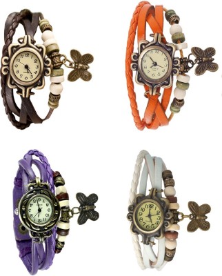 NS18 Vintage Butterfly Rakhi Combo of 4 Brown, Purple, Orange And White Analog Watch  - For Women   Watches  (NS18)