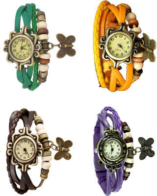 

NS18 Vintage Butterfly Rakhi Combo of 4 Green, Brown, Yellow And Purple Watch - For Women