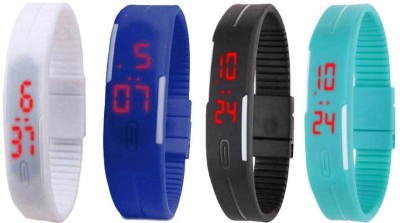 NS18 Silicone Led Magnet Band Watch Combo of 4 White, Blue, Black And Sky Blue Digital Watch  - For Couple   Watches  (NS18)