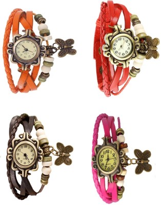 NS18 Vintage Butterfly Rakhi Combo of 4 Orange, Brown, Red And Pink Analog Watch  - For Women   Watches  (NS18)