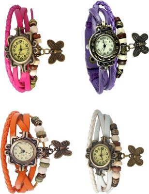 NS18 Vintage Butterfly Rakhi Combo of 4 Pink, Orange, Purple And White Analog Watch  - For Women   Watches  (NS18)