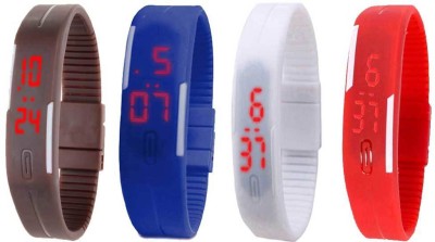 NS18 Silicone Led Magnet Band Watch Combo of 4 Brown, Blue, White And Red Digital Watch  - For Couple   Watches  (NS18)