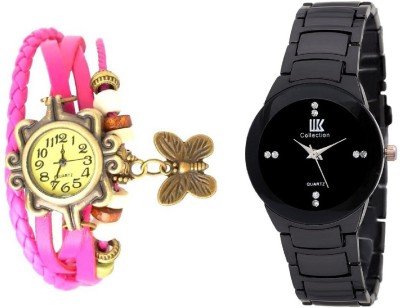 IIK Collection Pink-Black Analog Watch  - For Women   Watches  (IIK Collection)