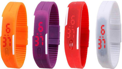 

Kissu Led Magnet Band Combo of 4 Orange, Purple, Red And White Watch - For Men & Women