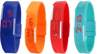 NS18 Silicone Led Magnet Band Watch Combo of 4 Blue, Orange, Red And Sky Blue Digital Watch  - For Couple   Watches  (NS18)