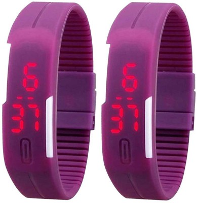 NS18 Silicone Led Magnet Band Set of 2 Purple Digital Watch  - For Boys & Girls   Watches  (NS18)