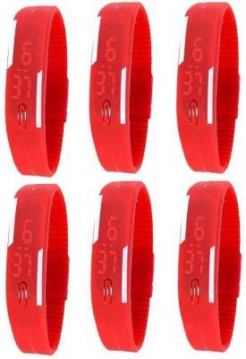 NS18 Silicone Led Magnet Band Combo of 6 Red Digital Watch  - For Boys & Girls   Watches  (NS18)