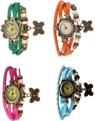 NS18 Vintage Butterfly Rakhi Combo of 4 Green, Pink, Orange And Sky Blue Analog Watch  - For Women   Watches  (NS18)