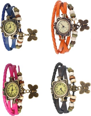 NS18 Vintage Butterfly Rakhi Combo of 4 Blue, Pink, Orange And Black Analog Watch  - For Women   Watches  (NS18)