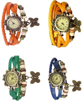 NS18 Vintage Butterfly Rakhi Combo of 4 Orange, Green, Yellow And Blue Analog Watch  - For Women   Watches  (NS18)