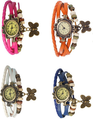 

NS18 Vintage Butterfly Rakhi Combo of 4 Pink, White, Orange And Blue Watch - For Women