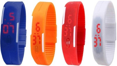 NS18 Silicone Led Magnet Band Combo of 4 Blue, Orange, Red And White Digital Watch  - For Boys & Girls   Watches  (NS18)