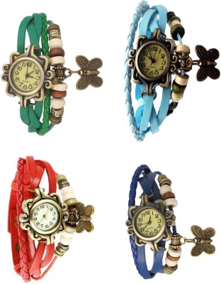 NS18 Vintage Butterfly Rakhi Combo of 4 Green, Red, Sky Blue And Blue Analog Watch  - For Women   Watches  (NS18)