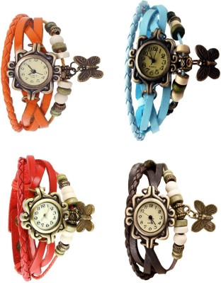 NS18 Vintage Butterfly Rakhi Combo of 4 Orange, Red, Sky Blue And Brown Analog Watch  - For Women   Watches  (NS18)