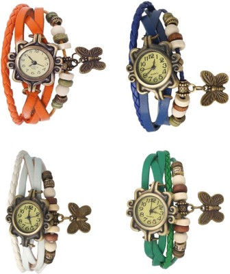 NS18 Vintage Butterfly Rakhi Combo of 4 Orange, White, Blue And Green Analog Watch  - For Women   Watches  (NS18)