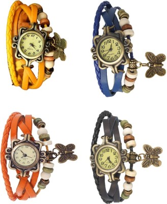 NS18 Vintage Butterfly Rakhi Combo of 4 Yellow, Orange, Blue And Black Analog Watch  - For Women   Watches  (NS18)
