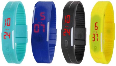 NS18 Silicone Led Magnet Band Combo of 4 Sky Blue, Blue, Black And Yellow Digital Watch  - For Boys & Girls   Watches  (NS18)