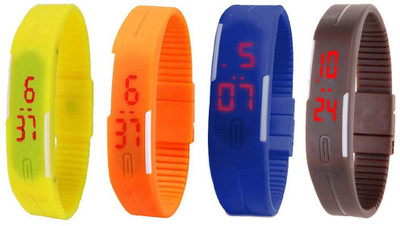 

Kissu Led Magnet Band Combo of 4 Yellow, Orange, Blue And Brown Watch - For Men & Women